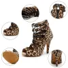 Chaussures dkzsyim femmes latin dance chaussures salon de balais léopard dames dames professionnelles chaussures de danse laceup sandales talons bottes de danse bottes