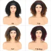 Peruklar Kısa Kıvırcık Peruk Kadınlar için 12 inç sentetik saçlar parlak siyah kadın peruk makinesi Bob Afro Kinky Kıvırcık Kafa Bandı Peruk