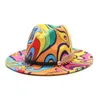 Estilo especial aba larga fedora chapéu panamá gravata tingida colorido lã jazz chapéu masculino feminino chapéu de feltro lã-como chapéu panamá 240320