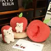 Plush Dolls Cute hedgehogs stuffed with animal plush dolls on apple pillows cute and soft home decoration dolls Q240322