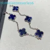 2024ジュエリーデザイナーブランドVanl Cleefl Arpelsbracelet Natural Blue Peter Stone Clover Five Flower Bracelet Silver Versatile Thick Fanjiadai