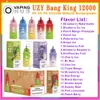 Original UZY Bang King 12000 Puff Disposable E cigarettes 23ml Pre filled Pods Cartridge 650mAh Rechargeable Battery 12K Puffs Vape Pen