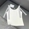 Hoge kwaliteit zoete strik geborduurde tanks casual wit puur katoenen vest dames designer luxe tops