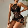 Seksowna zestaw seksowna bieliznę Kobieta Fishnet sukienka pusta mesh bodycon babydoll patrz przez bez rękawów mini sukienkę damską bieliznę 24322