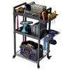 Power Storage Organization Sheing Tool Holder 3 Tier Drill Rack Rolling Cart Open Tools Chest Cabinet Box Organizer With Wheels Workshop Garage Present Idéer för