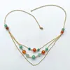 Chaînes Collier en pierre de quartz naturel Boho Mode Colliers de perles Chaîne à maillons Cornaline Aventurine Perles 1pc