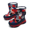 أحذية المشي 2024 Winter Children Sports Camo Snow Boots Warm Cotton Outdoor Anti Slip