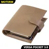 Moterm Bolso Versa 30 Anéis Planejador Full Grain Vegetal Curtido com Carteira de 19mm Agenda Multifuncional Diário Bloco de Notas 240311