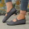Sapatos casuais femininos apartamentos malha corda grânulo moda andando vestido sandálias marca mocassins zapatillas mujer 2024