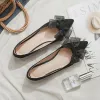 Flats Maogu Kadın Ayakkabı Soafers Balerin Kadın Elegant Cozy Solda Sığ Moccasins Mavi Bowknot Bale Daireler Pompalar Boyut