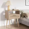 Amzyuga Vine Boheems met lades Open opbergruimte Modern nachtkastje Massief houten voeten Geschikt voor slaapkamer, slaapzaal, decoratieve tafel Natuurlijke kleur 2-delige set