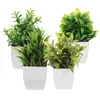 Decorative Flowers 4 Pcs Artificial Potted Plant Fake Decors Small Bonsai Plants Mini Ornaments Home Faux Indoor