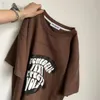 Trendiges Herren-Sommer-T-Shirt aus reiner Baumwolle mit Alphabet-Motiv, kurzärmelig, vielseitiges T-Shirt mit Viertelärmeln, übergroßes T-Shirt, Harajuku, Y2K 240315