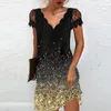 Casual jurken Damesjurk Elegant Kant Patchwork Bloemenprint V-hals A-lijn Mini Voor zomerfeesten Datums Kantoorkleding