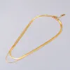 Necklaces 18k Gold Filled Necklace for Women or Men Double Layer Snake Bone Chain for Wedding Gift Gold Filled Chain Fine Jewelry Collares