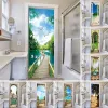 Aufkleber PVC Home Decor Eingang Tür Aufkleber Bad Dusche Zimmer Schlafzimmer Selbstklebende Fototapete Renovierung Landschaft Poster Wasserdicht