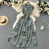 Party Dresses Summer Women's Floral Print Dress For Holiday Vintage Sleeveless Female A-line Clothes French Elegant Lady O Neck Robe