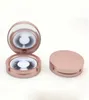 Boîte d'emballage de cils ronde en or Rose avec miroir emballage de faux cils boîtes de cils 3D boîte de cils vide J08055377056