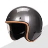 Casques de moto 2024 Casque ouvert classique gris métallisé Cafe Racer 3/4 Jet Scooter avec visière intérieure Casque Capacetes Moto Dot ECE