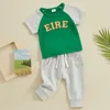 Set di abbigliamento Bambino Neonato Vestito per il giorno di San Patrizio Manica corta Camicia ricamata Eire Top Pantaloni da jogging Abiti irlandesi