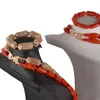 Necklace Earrings Set 2sets Orange Coral Bracelet Nigerian Dubai Wedding African Bridal Beads Jewelry For Women And Men