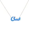Kedjor 2024 Summer Fashion Jewelry Arabic Words Love Letter Pendant Colorful Pink Blue Neon Emamel Alphabet Halsband säljer