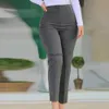 Женские брюки Capris Женские формальные брюки с карандашом с высокой талией плиссированные карманы длина лодыжки с твердым цветом прямой нога офисные штаны женские брюки