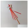 Supplência de brinquedos de Natal Princesa Fairy Wand Ribbon lantejas estrelas elf baton angel stick stick halloween festas de festa decorações 13 dhxfa