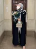 Ethnic Clothing Floral Embroidery Muslim Abaya For Women Eid Dress Morocco Ramadan Lace-up Abayas Kaftan Islam Cardigan Dubai Arab Long Robe