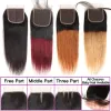 Perruques ombre brun brésilien brésilien raide bundles tisser avec fermeture ombre remy cheveux humains 1/3 pcs paquets avec fermeture la sensation de la sensation