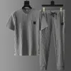 Summer Men Pleted Shirt Spodnie Twopiece ustawiają cienki miękki oddychający dres zwykły garnitur sportowy do codziennego zużycia 240315