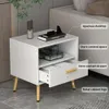 RANK Modern White Bedside Table with Gold Metal Legs, Suitable for Living Room and Bedroom