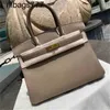 BK Manual Pure Leather Wax Line 2024 Litchi Mönster Platinum Bag Womens One Shoulder Portable Large Capacity