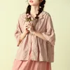 Женские блузки, японский сен, уменьшающий возраст, двухслойная рубашка с кукольным вырезом, полностью вышитая рубашка, свободный и универсальный кардиган с рукавами 3/4, новый летний топ