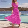 Sexy Set Casual Sleeveless Long Skirts Outfits Women Fashion Polka Dot Print Holiday 2Pc Suit Sexy V-neck Ruffles Tops Long Skirt Sets 24322