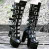 Botas ribetrini goth firls plataforma de salto alto zíper plataforma feminina botas moda punk designer de marca legal tênis de outono casual