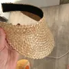 Chapeau pare-soleil en paille de raphia pour femmes, fait à la main, Protection solaire pour dames, vacances, plage, Protection UV, Topless Stab INS, casquettes à la mode