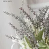 Faux blommor grönare konstgjorda växter lavendel gipsophila blommor bukett för diy julkrans bröllopsfest hem dekoration fotografering props y240322