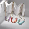 Chaînes à la mode couleur pierre épissé pendentif colliers double couches style haut de gamme en acier inoxydable tour de cou bijoux cadeau de fête pour les femmes