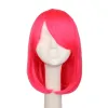 Perucas QQXCAIW Mulheres Meninas Bob Straight Cosplay Peruca Traje Festa Preto Branco Azul Vermelho Rosa 40 cm Perucas de Cabelo Sintético