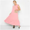 Abiti taglie forti Senza maniche Abito estivo elegante Maxi grembiule Donna Manica con volant Vestibilità lunga Flare Chic Canotta Casual Beach 6XL Drop Deliver Otdqa