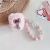 Earphone Accessories Pink Furry Heart Case for AirPods Pro 2 Cover Cute Wireless Earphone Protective Cover for AirPods 1 2 3 Pro 2 Case with KeychianY240322