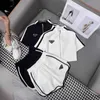 Women's Two Piece Pants Designer Trendy 24 Spring New Triangle Outline Shirt Style Half sleeved Top with Shorts and Small Skirt Casual Fashion Set 7LI4