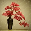 Dekorativa blommor konstgjord hälsning tall bonsai zen ingång dekoration fast trä rot snidning konst grön växt