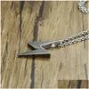 Pendant Necklaces Men Gray Lightning Necklace Stainless Steel Bolt Thunder Flash Charm Male Jewelry 20 -24 Inch Drop Delivery Pendants Dhi83