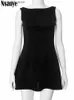 Basic Casual Dresses Nsauye Elegant Dress Sleeveless New Fashion Black Mini Bodycon Womens Summer Evening Party Nightclub Dress Womens Q240322