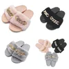 NIEUW Positief Op voorraad herfst- en winterketting flash diamant pluizige pantoffels binnen en buiten pluizige platte warme slippers EUR 36-41