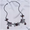Hanger Kettingen Vintage Gothic Overdreven Zwarte Spinnenweb Ketting Voor Vrouwen Creatieve Dier Halloween Gift Party Sieraden Drop Del Otumx