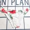 Sexig tryckning Bikini Kvinnor Metal Letter Lace Up Swim Trunks Classic Halter Bra Swimsuit Casual Beach Swimsuit