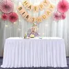 White Polyester Pleated Table Skirt Ruffle Tablecloth For Wedding Birthday Party Baby Shower Decoration 240307